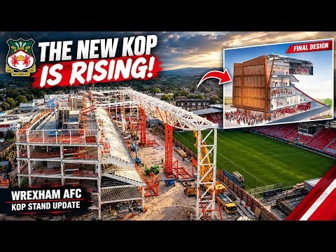 ABSOLUTELY STUNNING! New Wrexham AFC Kop Stand Redevelopment Update! Massive Structural Installation