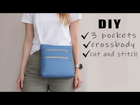 DIY how to sew a crossbody bag with zipper pockets simple way