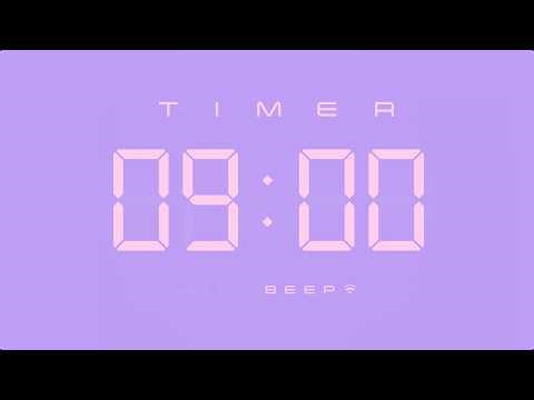 9 Minute Digital Countdown Timer with Simple Beeps 💕💜