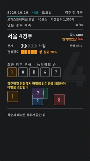 고배당 주의 10경주! 10월 10일 서울경마 전 10경주 예측 능력마필 순 5두 총정리 #경마분석 #경마 #경마예상