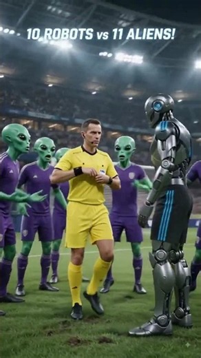 straight RED CARD ♦️ 🤖 10 Robots vs 11 Aliens! 😱 #Shorts