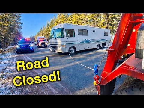RV In The Ditch And Blocking The Road!