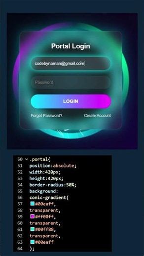 🔥 Epic Animated Login Form Using HTML CSS & JavaScript | Glassmorphism UI | Code By Naman #shorts