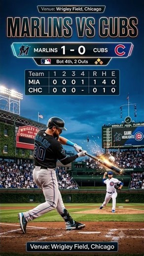 Marlins vs Cubs LIVE ⚾ | Miami Takes 1-0 Lead at Wrigley Field | MLB Game Highlights