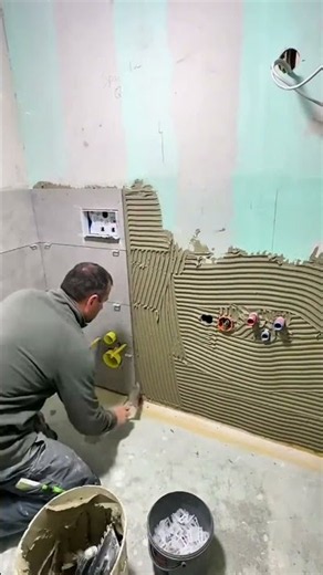 Wall tile installation with complete fitting steps #shorts