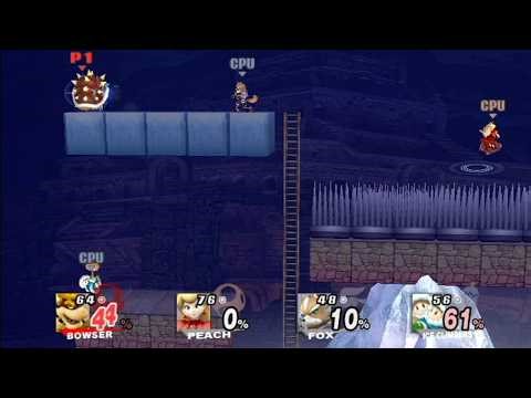 [Wii] Super Smash Bros. Brawl - 99-Stock Team Battle - Bowser & Peach vs. Fox & Ice Climbers