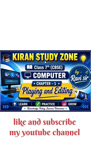 Class 7 Computer Chapter 1 | Playing and Editing | Full Notes Hindi + English | Kiran Study Zone