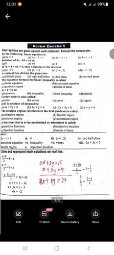 Ch#5 Review Exercise Q.NO.1&2 with all parts 9th Class Mathematics New Syllabus