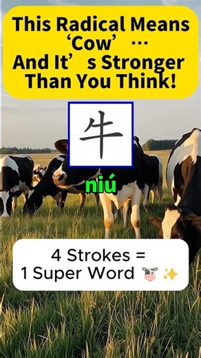 Why Does ‘Cow’ 牛 Mean “Awesome” in Chinese? #LearnChinese #strokeorder #ChineseRadicals #HSK #汉字