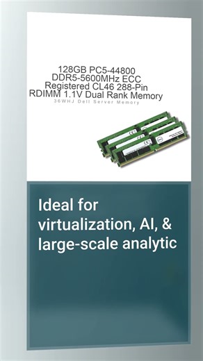 36WHJ Dell 128GB PC5-44800 DDR5-5600MHz Server Memory #36WHJ