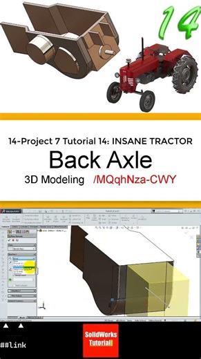 14- 3D Draft |Tractor|: Back axle, axle2a: #3d #solidworks #tutorial #cad #engineering #automobile