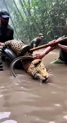 Giant Python vs Leopard 😱 Real Jungle Rescue Caught on Camera! #animals #leopard