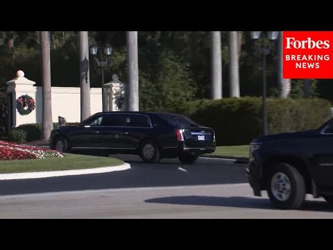 JUST IN: President Donald Trump Arrives At Trump International Golf Club In West Palm Beach, Florida