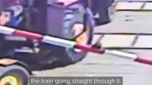 Video shows train crash straight through trailer on tracks in Poland