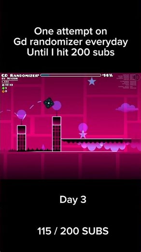 One attempt on gd randomizer everyday until I hit 200 subs #gd #geometrydash #gdp #gaming 