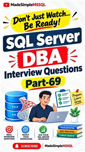 SQL Server Interview Questions | #learnsql #databaseconcepts #sql #coding | @MadeSimpleMSSQL ​
