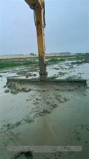 Full process of excavator paddy field leveling operation