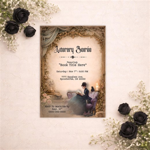 Book Club Invitation (downloadable Invite) | Dark Academia Book | Book Lover Society | Book Club Host | Edit-in-canva - Etsy