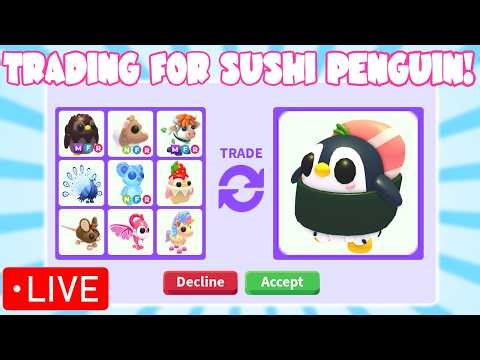 Trading for Sushi Penguin! | Roblox Adopt Me | Riivv3r