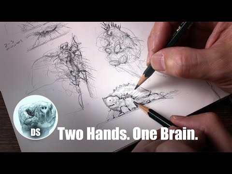 Sketching Creature Thumbnails with Both Hands (Ambidextrous Drawing Experiment