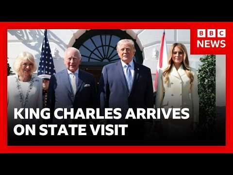 King Charles greeted by President Trump at White House at start of US visit | BBC News