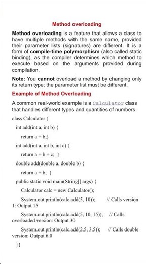 Method Overloading #corejava #interview