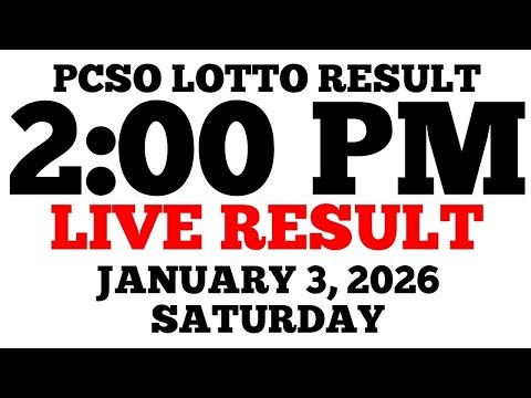 Lotto Result Today 2:00 PM Draw January 3, 2026 Saturday PCSO LIVE Result
