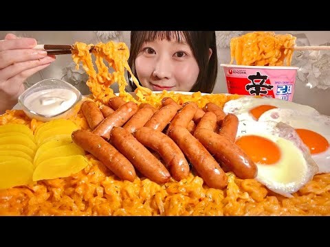 ASMR Shin Ramyun Rosé【Mukbang/ Eating Sounds】【English subtitles】
