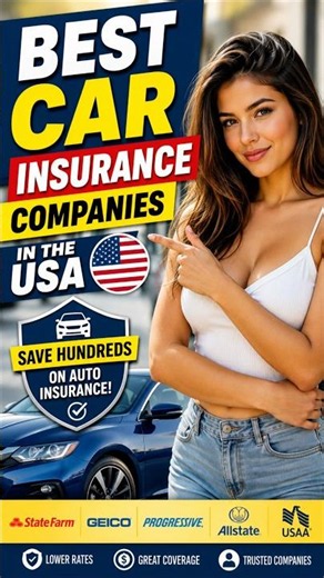Best Car Insurance Companies in the USA 2026 🚗💰 Save Hundreds on Auto Insurance! #shorts