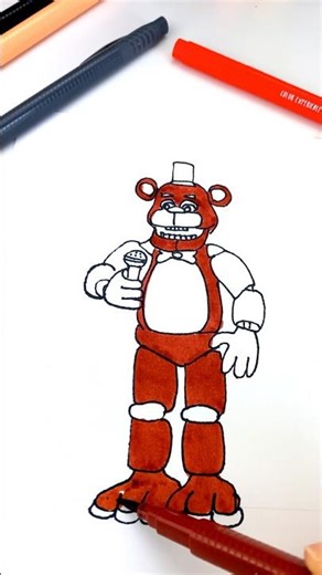 Freddy Fazbear speed drawing tutorial #fnaf #drawing #shorts