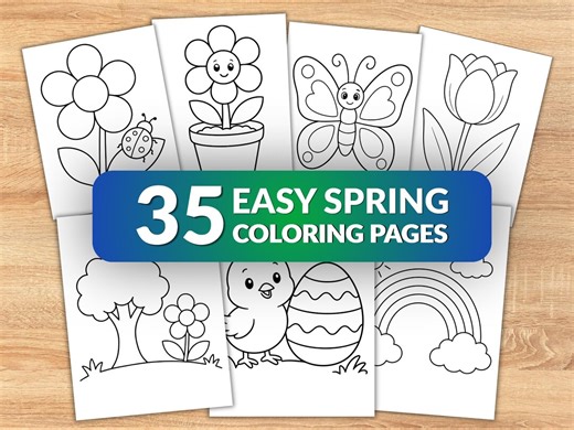 35 Easy Spring Coloring Pages for Kids, Toddler Spring Coloring Book, Preschool Printable Activity, Cute Spring Coloring Sheets PDF - Etsy