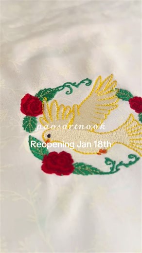 My very own embroidered design. A beautiful dove surrounded by roses , representing the Holy Spirit. #pocketshrine #pocketaltar #oratorio #catholic #christian
