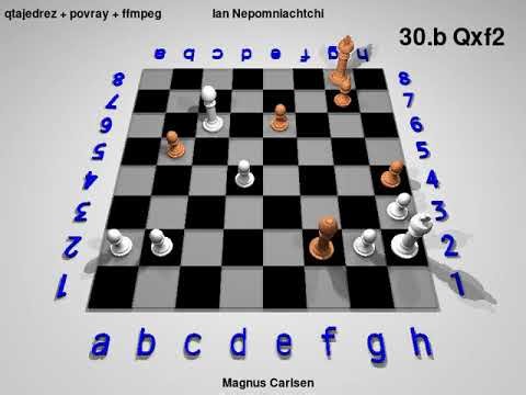 Chess povray 3.7 wcc 2021 Round 8 Magnus Carlsen vs Ian Nepomniachtchi 1-0