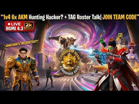 1v4 6x AKM Hunting Hacker? + TAG Roster Talk | Conqueror | [BGMI 4.3 IPL Meta Live]