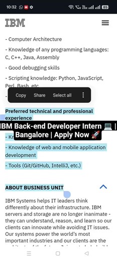 IBM Back-end Developer Intern 2026 | Bangalore | CS & Engineering Students | Apply Now