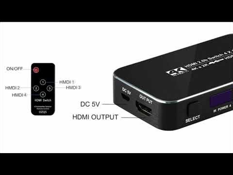 Navceker Remote HDMI Switcher 4K 60Hz 4 Port HDMI Switch 4 input 1