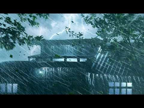 Ultimate Storm Sounds to Sleep Instantly | Strong Rainstorm & Mighty Thunder with Wind at Night