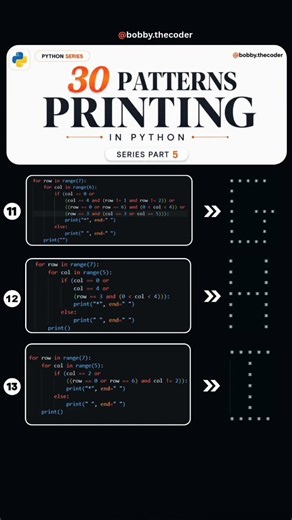 Python Pattern Printing Series 🐍 | Part 5 | Beginner to Pro | Easy Python Patterns #coding #python