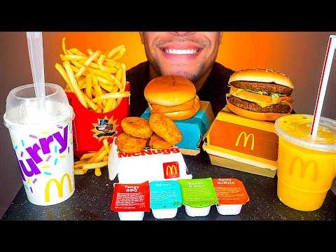 ASMR MCDONALD'S CHICKEN NUGGETS MUKBANG OREO MCFLURRY FILLET FISH BIG MAC FRIES EATING SHOW SOUNDS