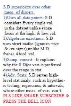 standard deviation Superiority Over Other Measures of Dispersion II #statisticstutorials