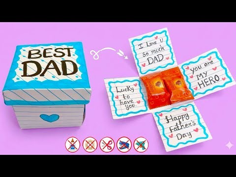 DIY Explosion Box Card for Dad 💝 | Easy Handmade Gift Idea | Father's Day Special | No glue paper