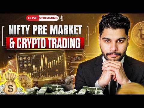 🔴(Live) Nifty Pre Open Market with FII-DII Data & Crypto Trading