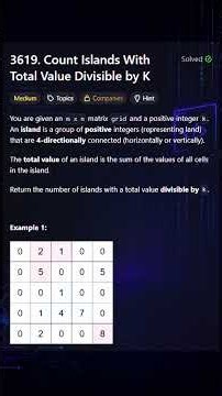 LeetCode 3619 Count Islands Divisible by K under 60 second | DFS #shorts #dsa #leetcode #python