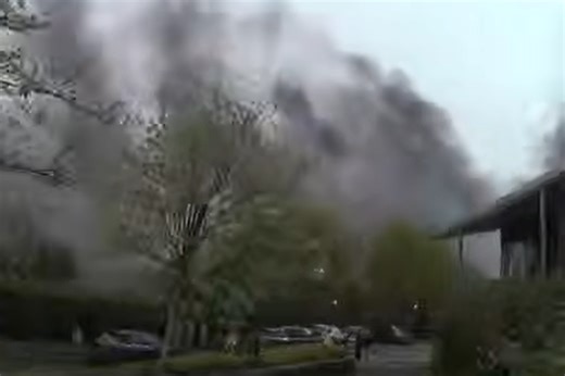 Dramatic moment fuel tanker 'starts to explode' as 500 schoolchildren evacuated