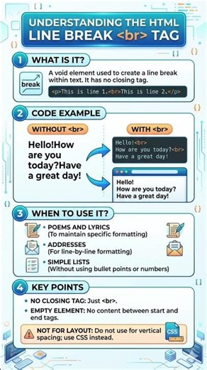 Master HTML line break tag#html