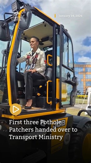 Three of the six JCB pothole patching trucks ordered by the Ministry of Transport and Works were officially handed over on Wednesday at Inchcape in Warrens, marking the first phase of new equipment coming on stream for the island’s road repair programme. Deputy Prime Minister and Minister of Transport and Works Santia Bradshaw received the units during a brief ceremony. The remaining three trucks are expected to arrive at a later date. The specialised patchers are intended to speed up pothole re