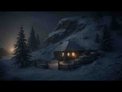 Winter snowstorms on the mountain inside an old wooden house | Howling wind helps you sleep soundly.