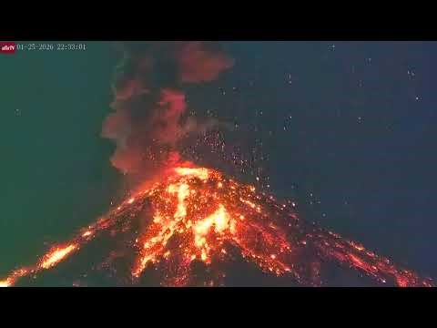 Jan 25, 2026: Camera Shakes from Loud Eruption & Shockwave from Fuego Volcano Eruption in Guatemala