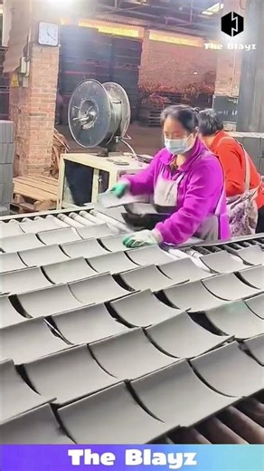Factory Workers Collect Roof Tiles Directly from Machine | Fast Production Process