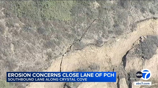 Cracks in coastal bluff prompt PCH lane closure near Laguna Beach